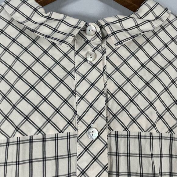 J. Jill Button Back Peter Pan Collar SIZE LARGE Womens Blouse Windowpane Plaid - Picture 10 of 10